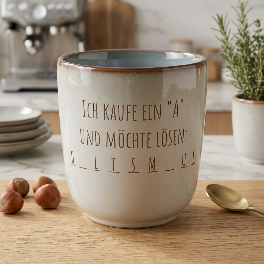 Becher „Ich kaufe ein A und möchte lösen“ – frecher Spruch