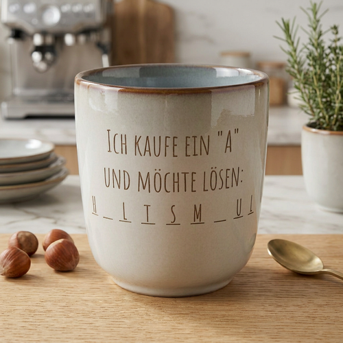 Becher „Ich kaufe ein A und möchte lösen“ – frecher Spruch