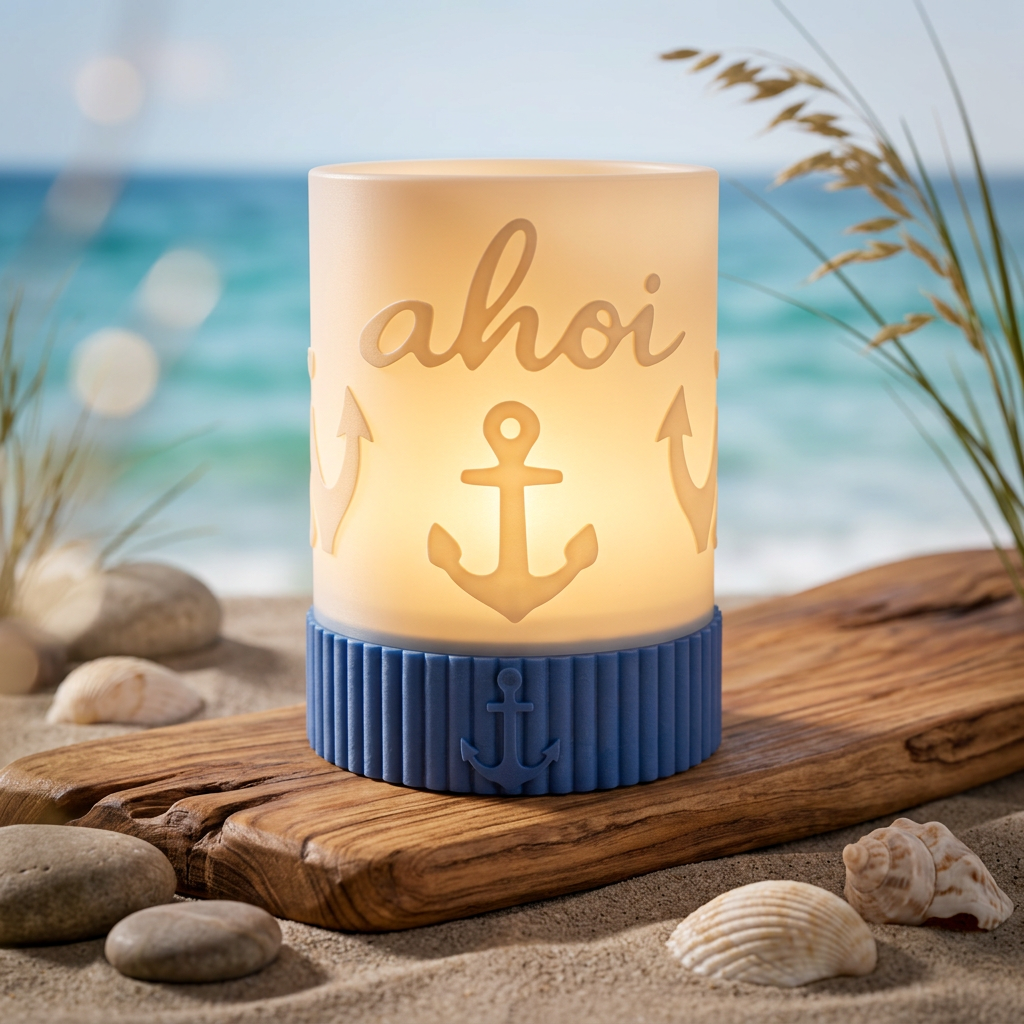 Windlicht „Ahoi“ – Maritimes Deko Licht mit Anker