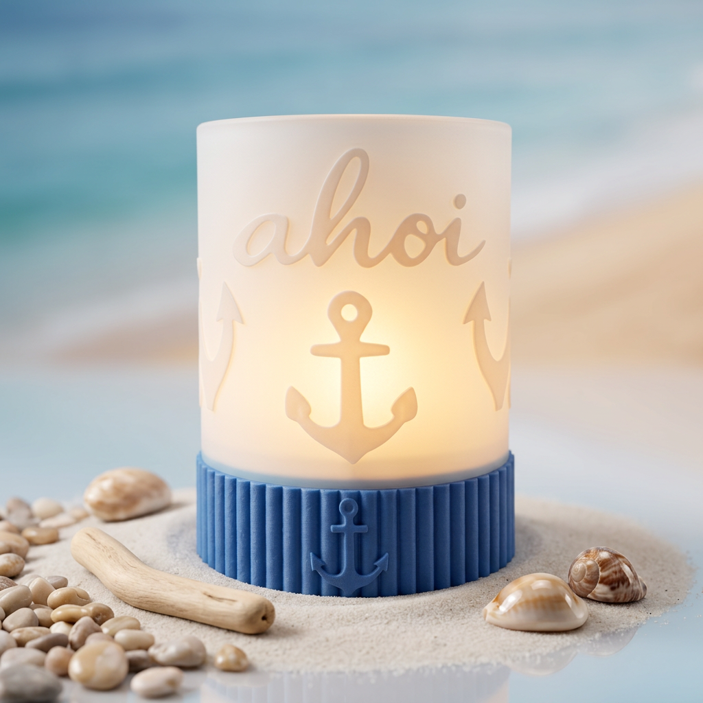 Windlicht „Ahoi“ – Maritimes Deko Licht mit Anker