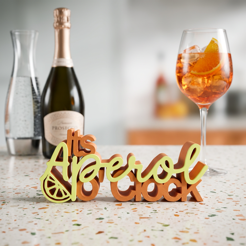 It’s Aperol O’Clock – Dekorativer Schriftzug für Aperol-Fans