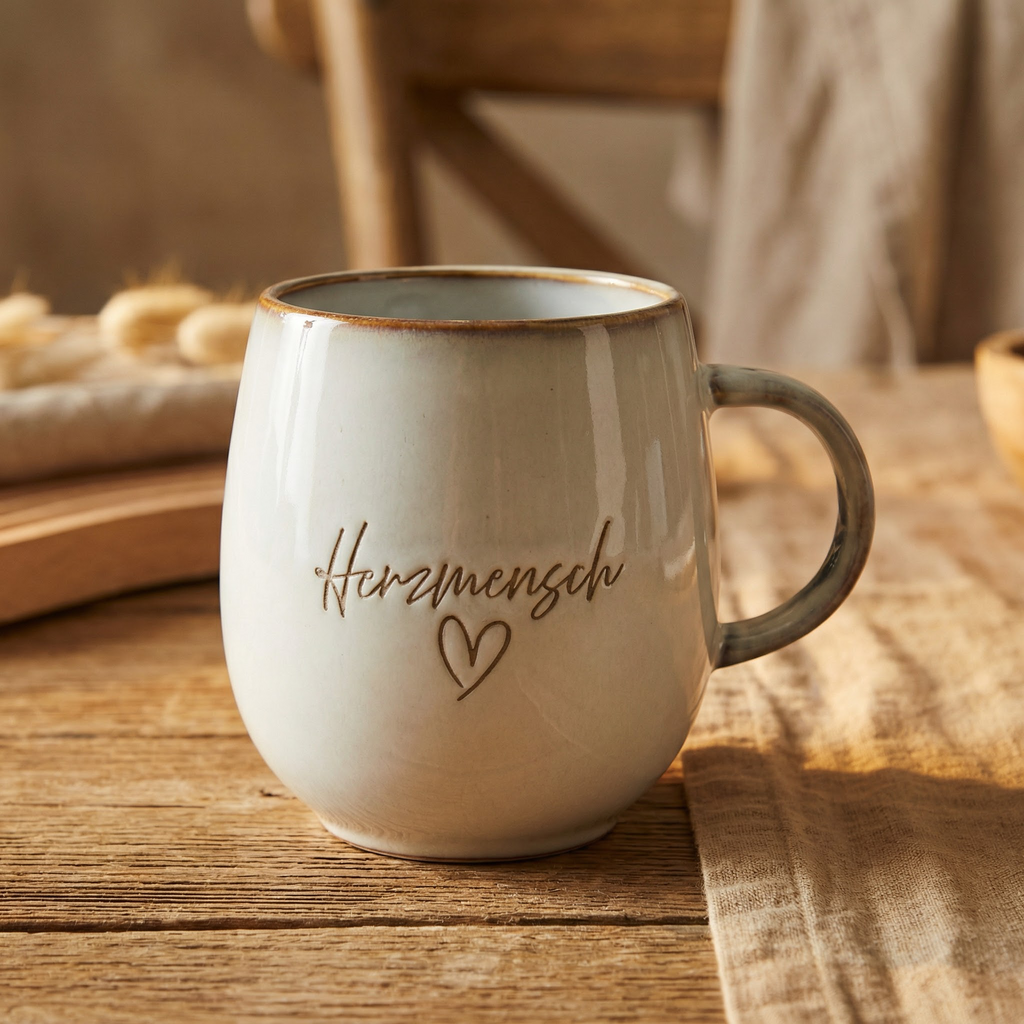 Herzmensch – liebevolle Keramik-Tasse mit Herzschriftzug