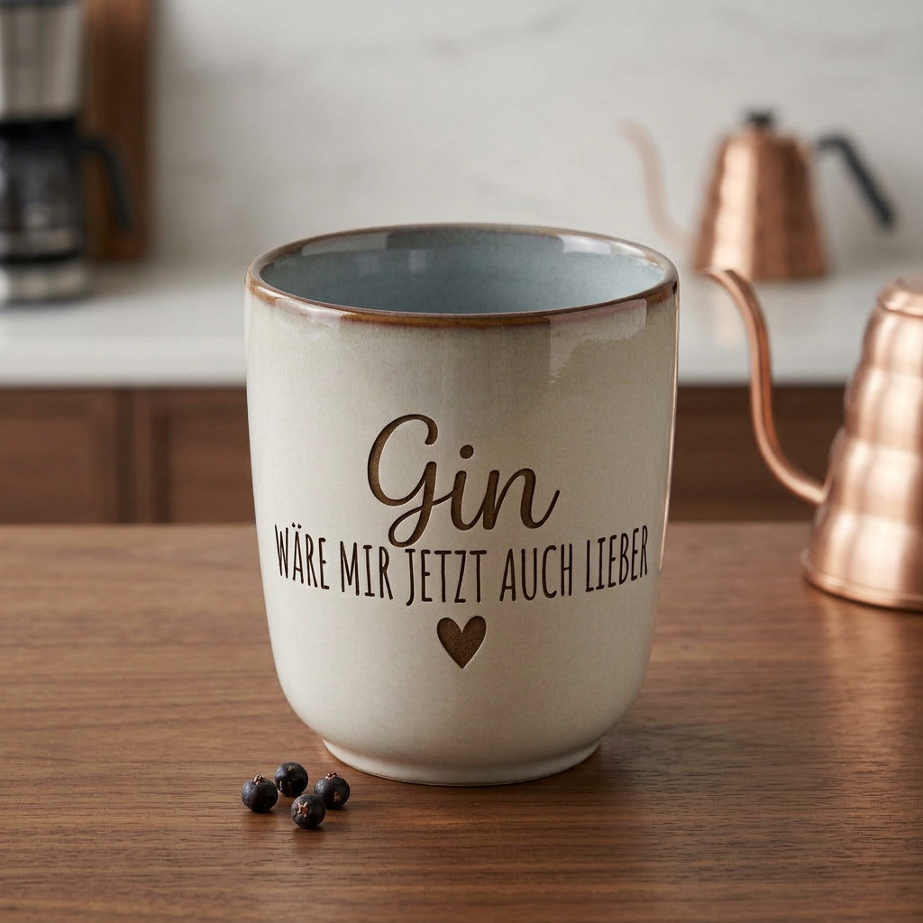 Keramikbecher „Gin wäre mir jetzt auch lieber“ – stilvoller Genussmoment