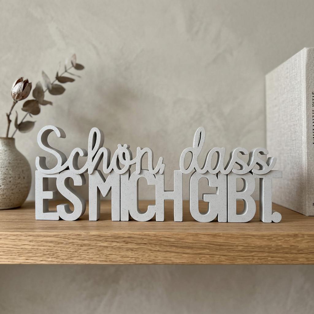 Schön, dass es mich gibt – Humorvoller Deko-Schriftzug mit Selbstliebe-Statement