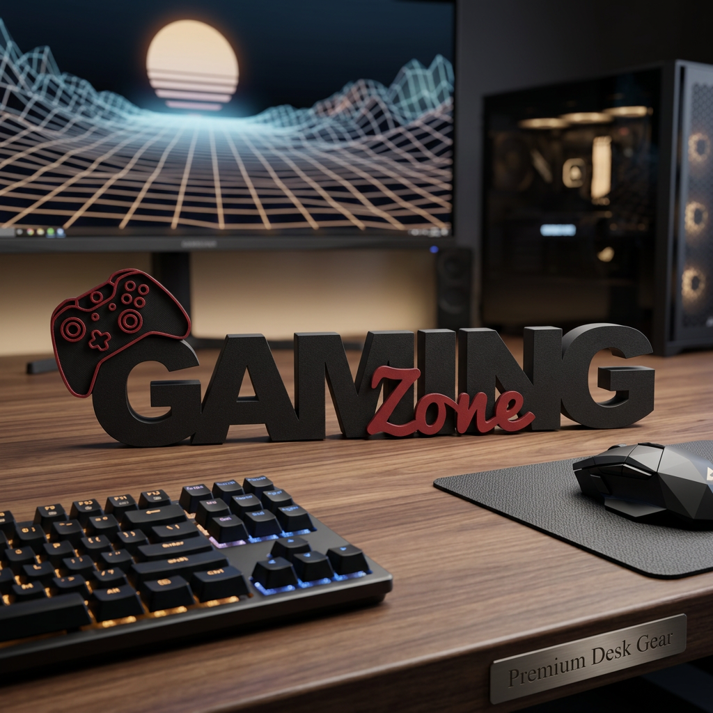 Gaming Zone – Moderner Deko-Schriftzug für Gamer & Gaming Setup
