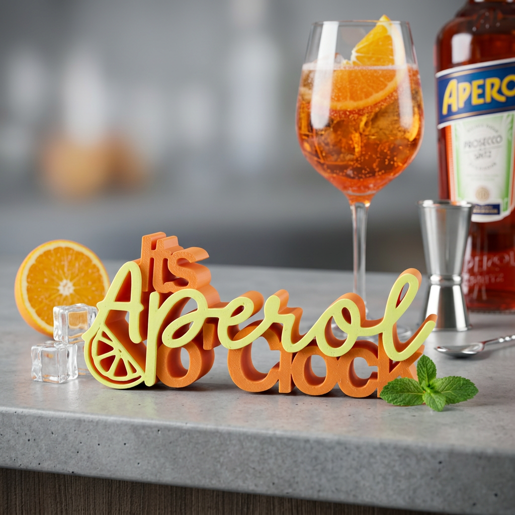 It’s Aperol O’Clock – Dekorativer Schriftzug für Aperol-Fans