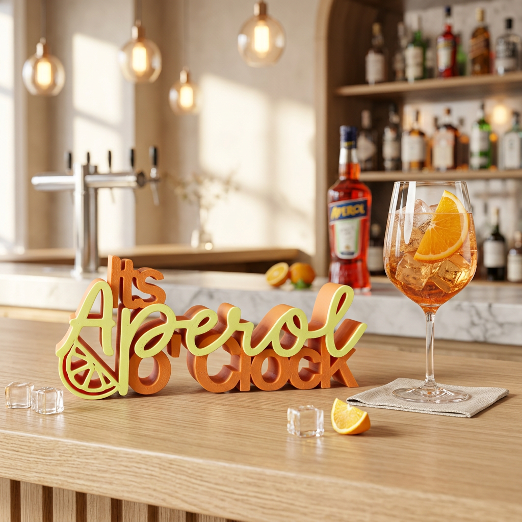 It’s Aperol O’Clock – Dekorativer Schriftzug für Aperol-Fans