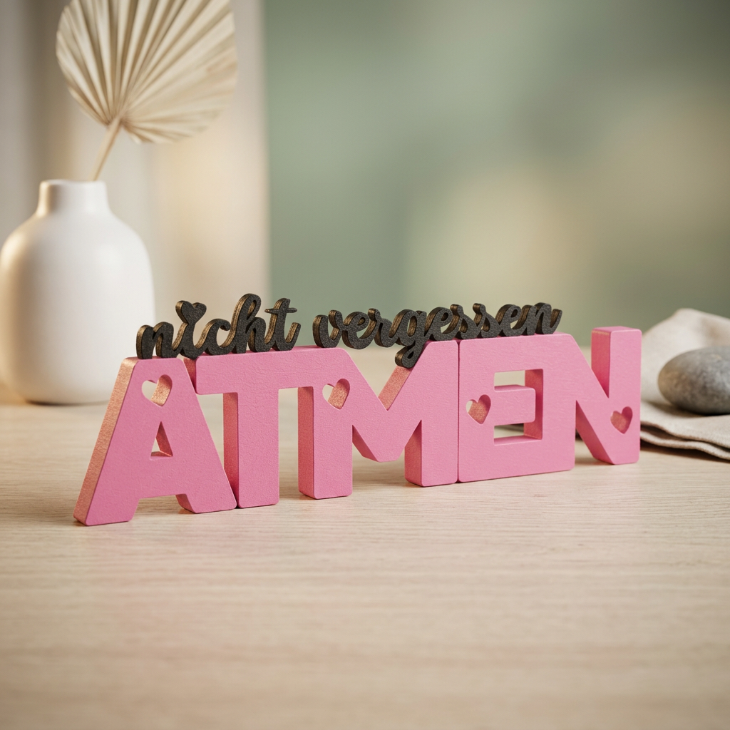 „Nicht vergessen: Atmen“ – Liebevolle Deko mit Herz