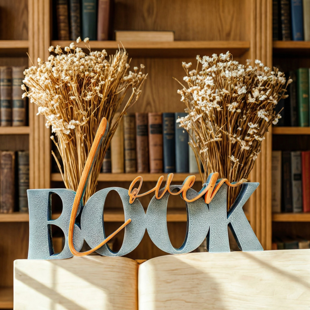 Book Lover – dekorativer Schriftzug für echte Bücherliebhaber