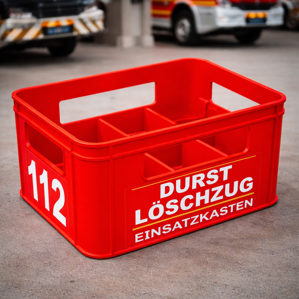 Getränkekasten „Durst-Löschzug“ für sechs Flaschen