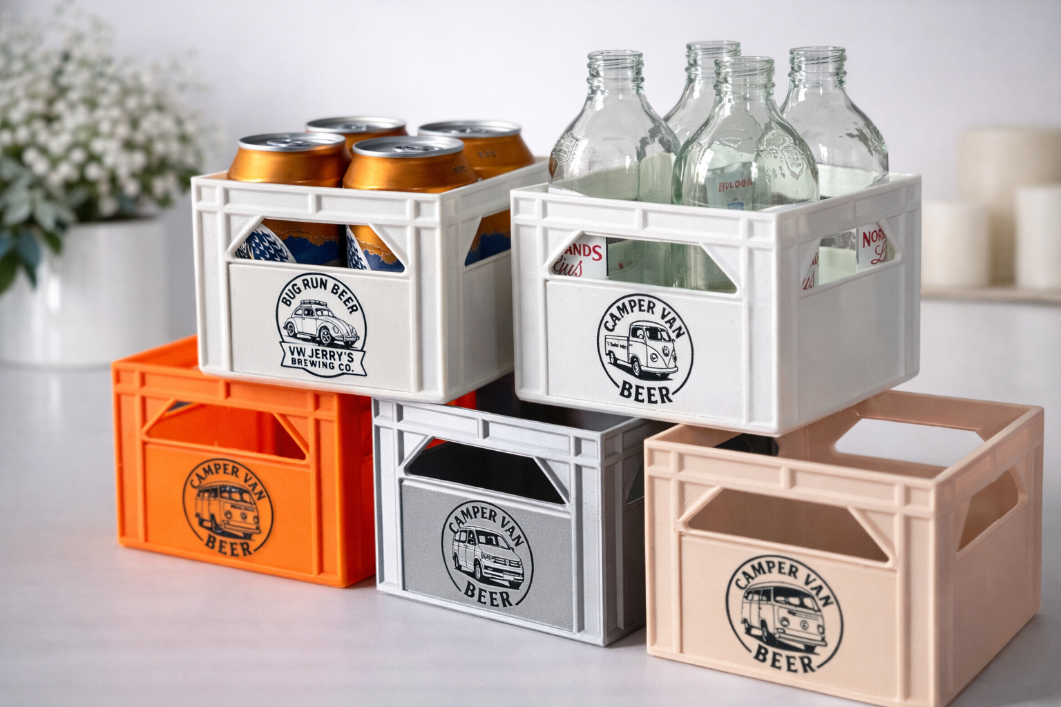 Camper Van Getränkekiste – Deko & Flaschenträger im Retro-Design