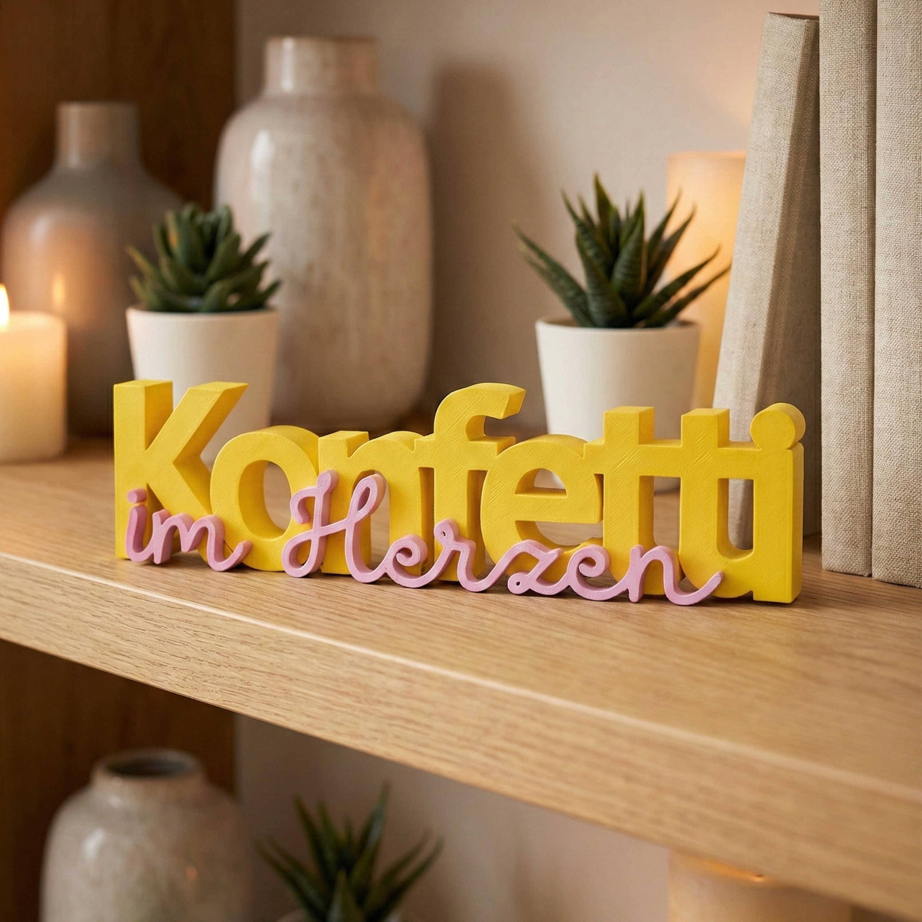 Konfetti im Herzen Schriftzug