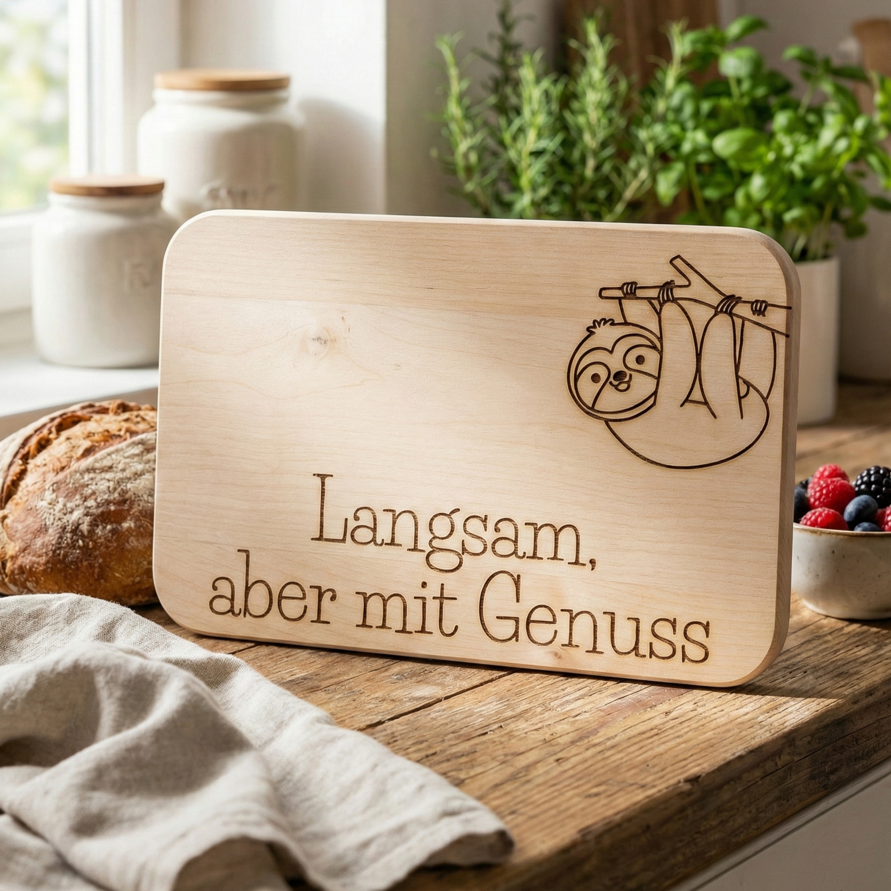 Frühstücksbrettchen „Langsam, aber mit Genuss“ – Entspannt genießen