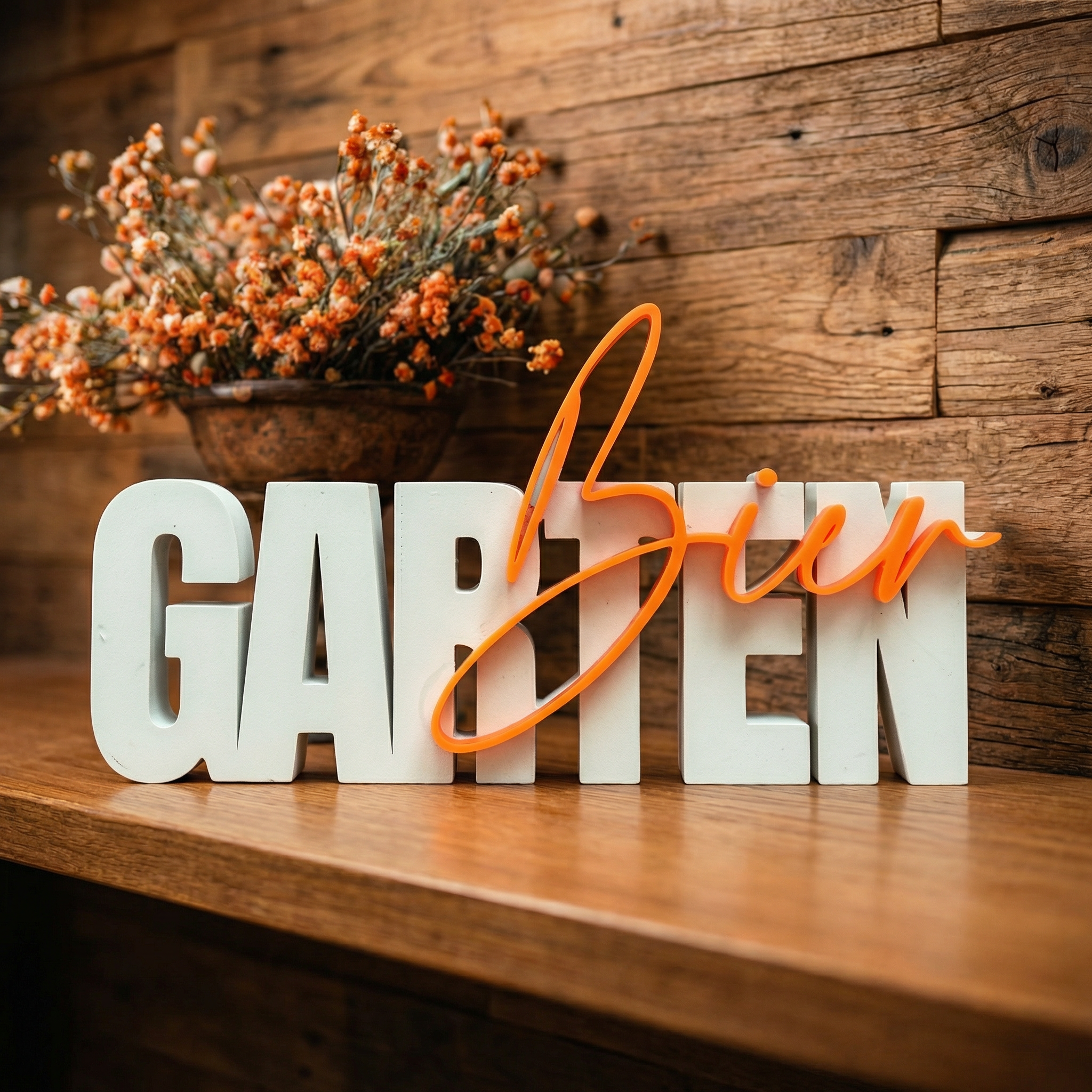 Bier Garten – Dekorativer Schriftzug für gemütliche Stunden im Freien