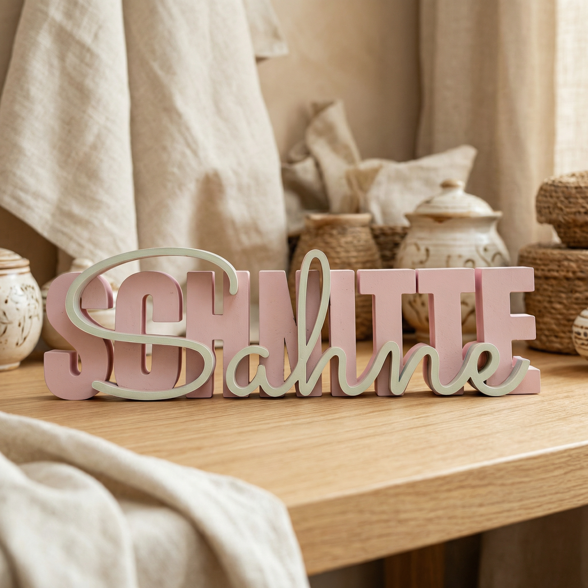 Sahne Schnitte – Dekoschriftzug im modernen Pastell-Design