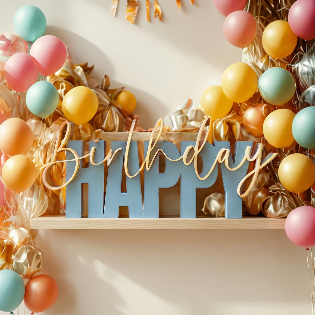 Birthday Happy – Moderner Deko-Schriftzug für Geburtstage