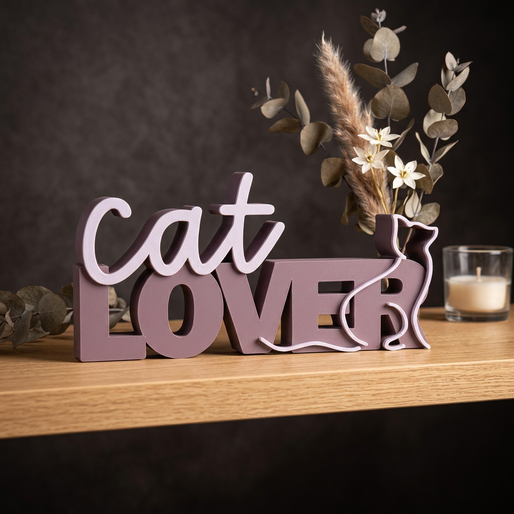 Cat Lover Schriftzug – Dekorativer Aufsteller für Katzenliebhaber