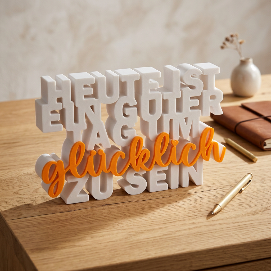 Heute ist ein guter Tag um glücklich zu sein – Dekorativer Motivations-Schriftzug