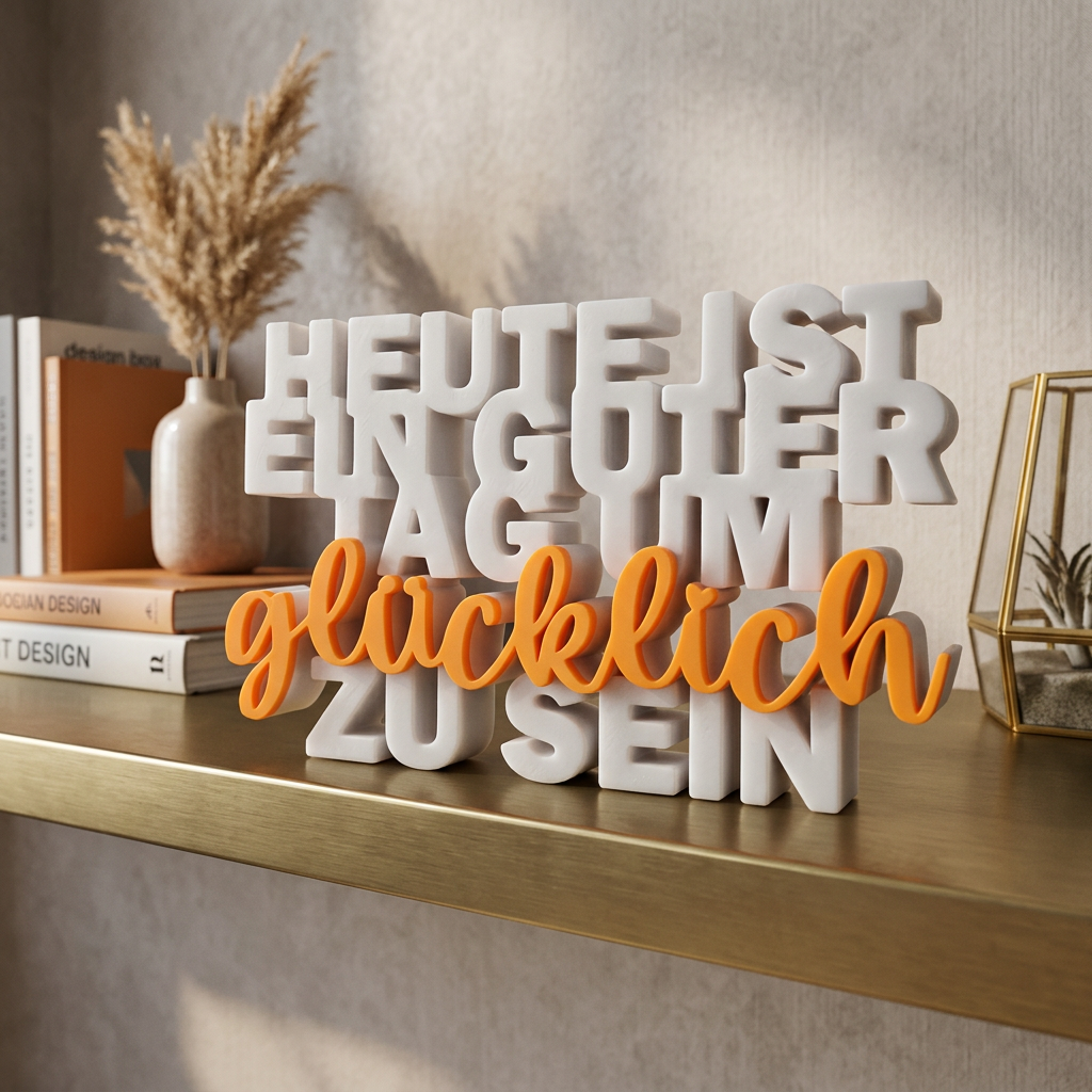 Heute ist ein guter Tag um glücklich zu sein – Dekorativer Motivations-Schriftzug