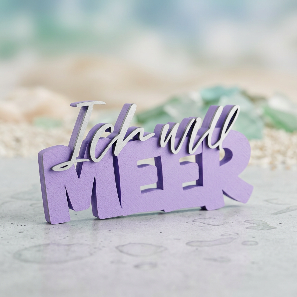 Ich will MEER – Maritimer Deko-Schriftzug mit Urlaubsfeeling