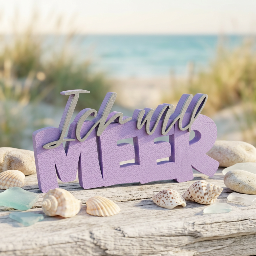Ich will MEER – Maritimer Deko-Schriftzug mit Urlaubsfeeling