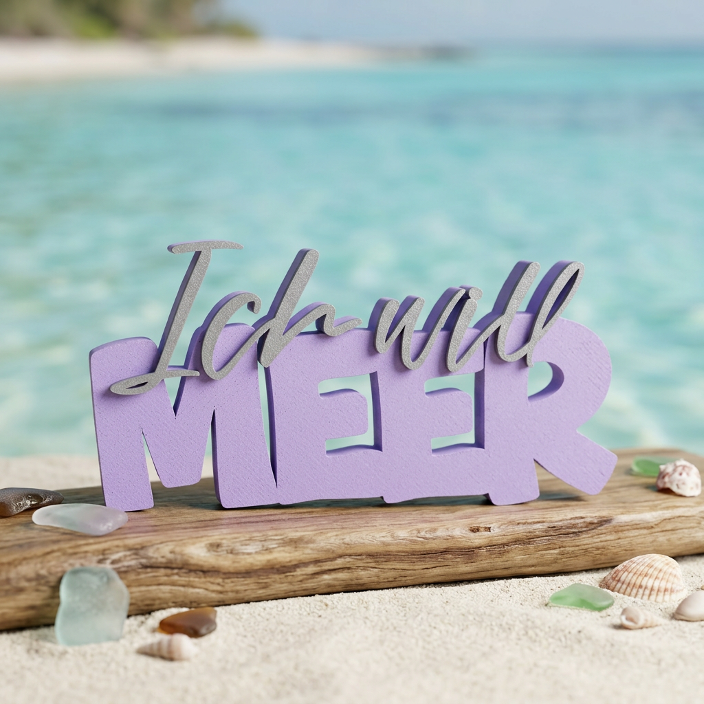 Ich will MEER – Maritimer Deko-Schriftzug mit Urlaubsfeeling
