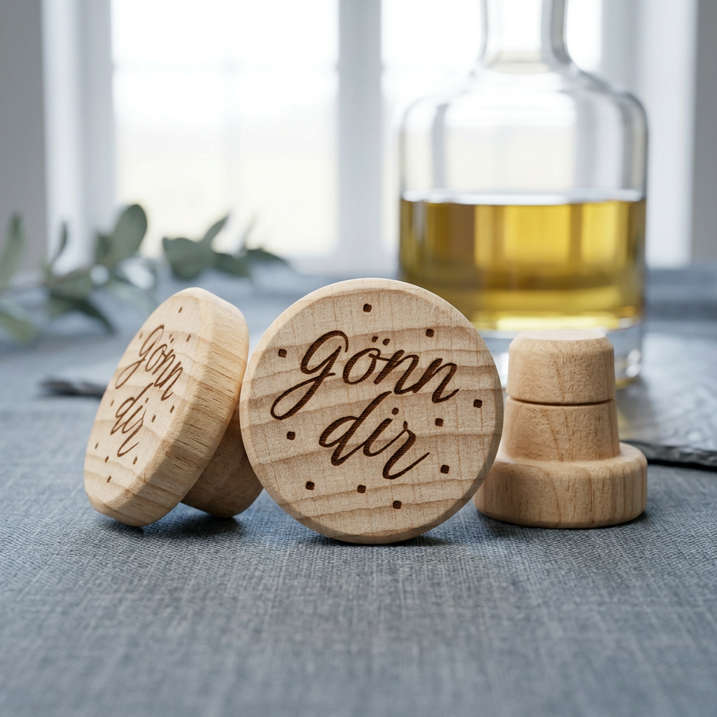 Flaschenkorken „Gönn dir“ – graviert aus Holz & Naturkork