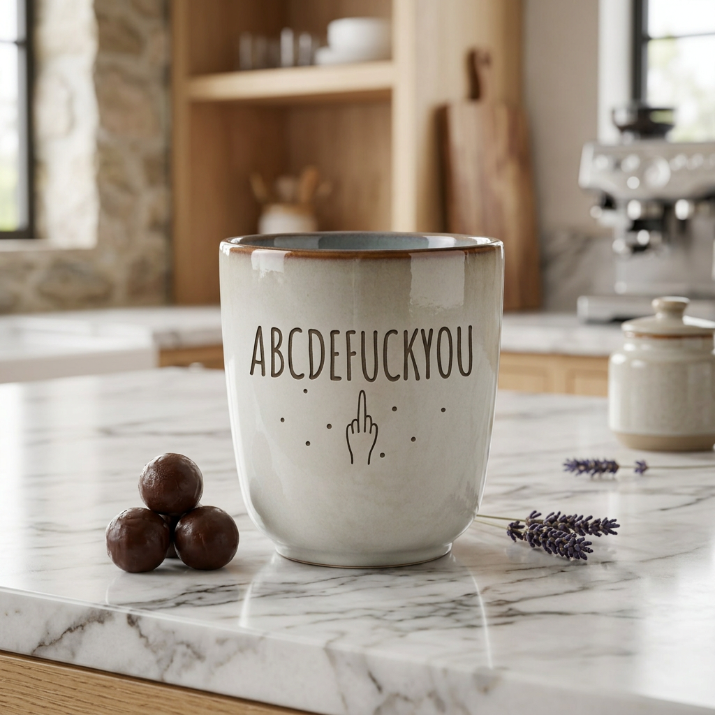 Becher „ABCDEFGUCKYOU“ – direkter Statement Spruch