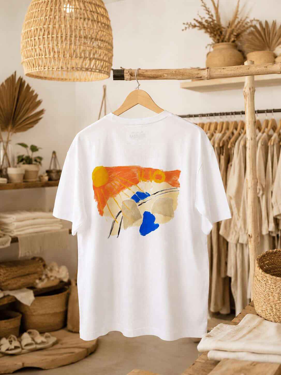 Herren T-Shirt mit modernem Brustprint – lässiger Basic Look in Weiß