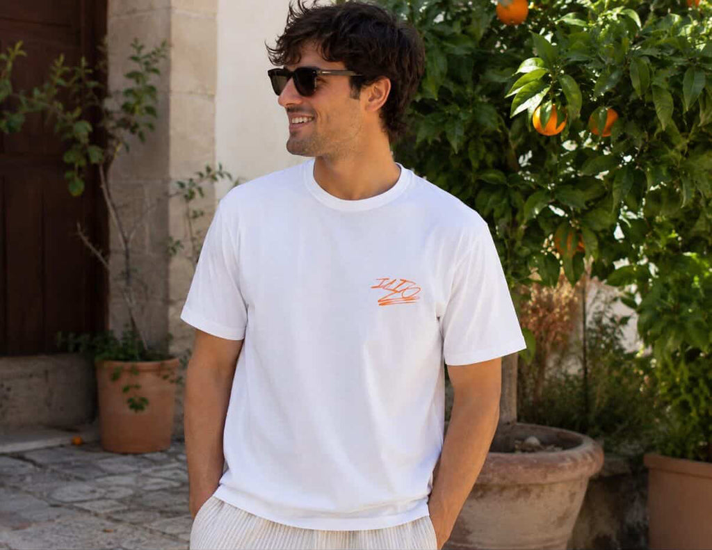 Herren T-Shirt mit modernem Brustprint – lässiger Basic Look in Weiß