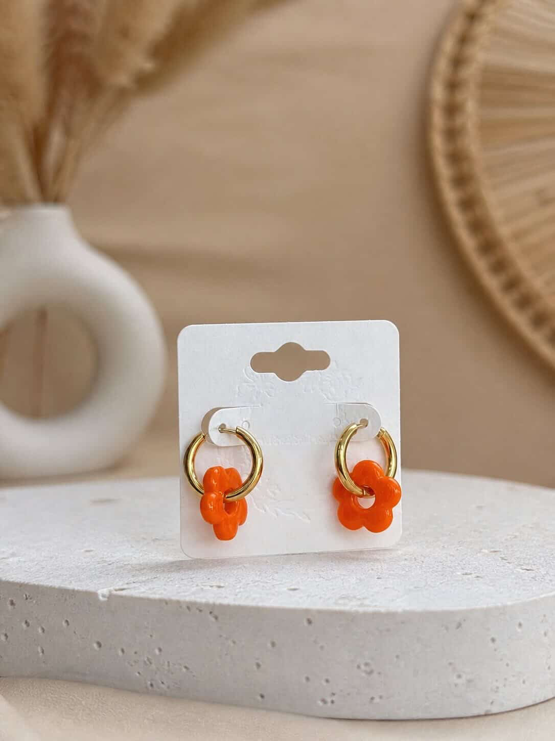 Retro Blumen-Creolen "Orange Blossom"