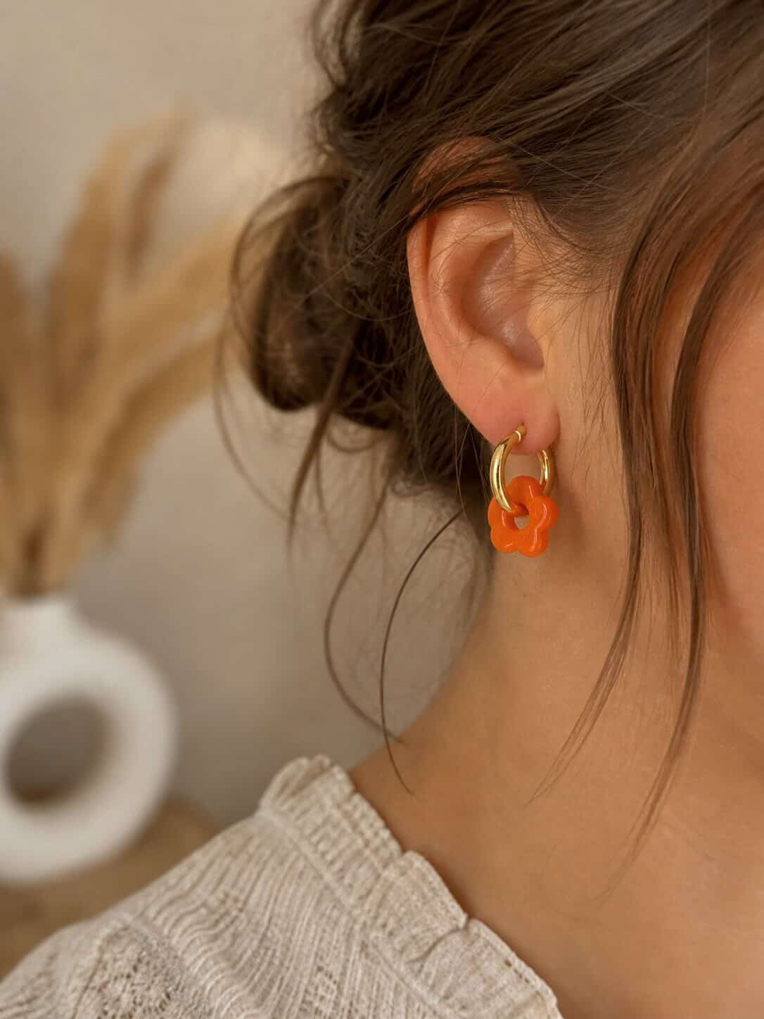 Retro Blumen-Creolen "Orange Blossom"
