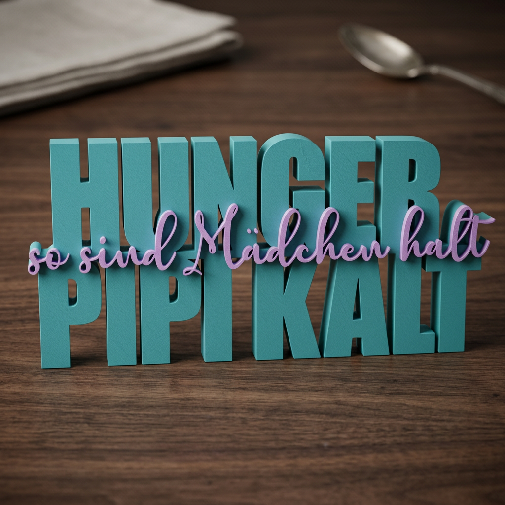 Hunger Pipi Kalt – Witziger Deko-Schriftzug mit lustigem Spruch