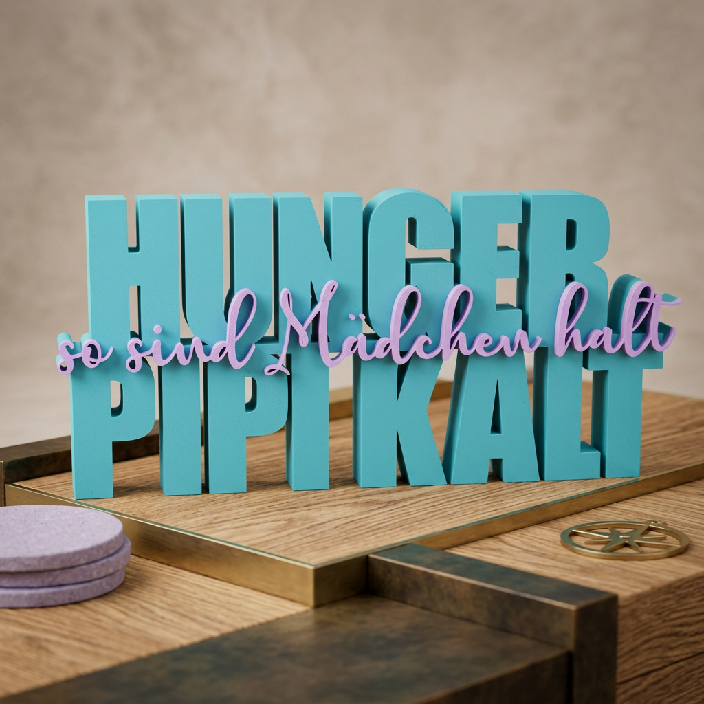 Hunger Pipi Kalt – Witziger Deko-Schriftzug mit lustigem Spruch