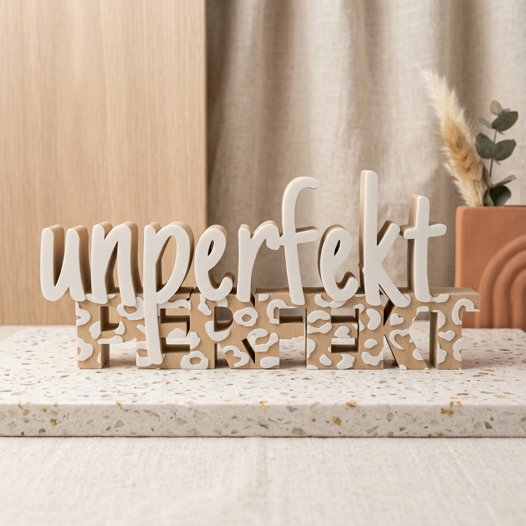 Unperfekt Perfekt – Moderner Deko-Schriftzug mit positiver Botschaft