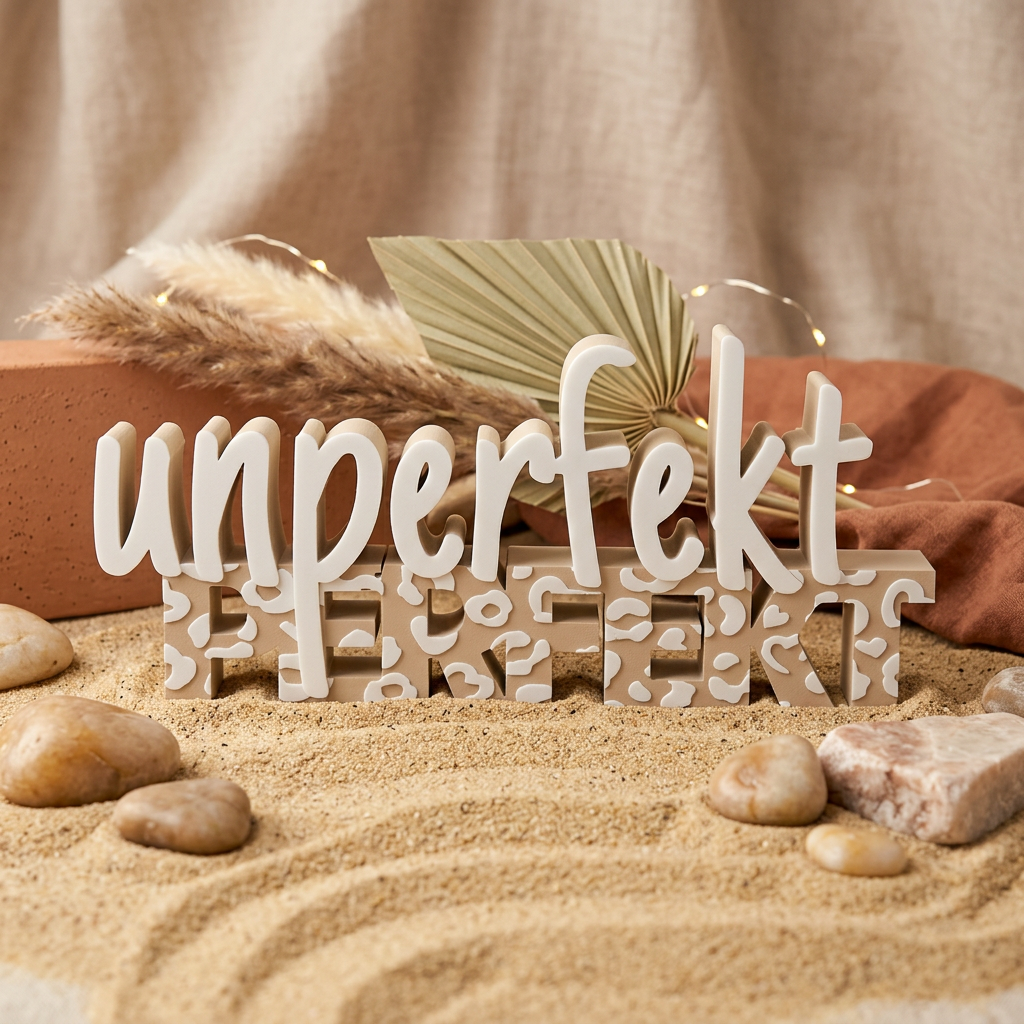Unperfekt Perfekt – Moderner Deko-Schriftzug mit positiver Botschaft
