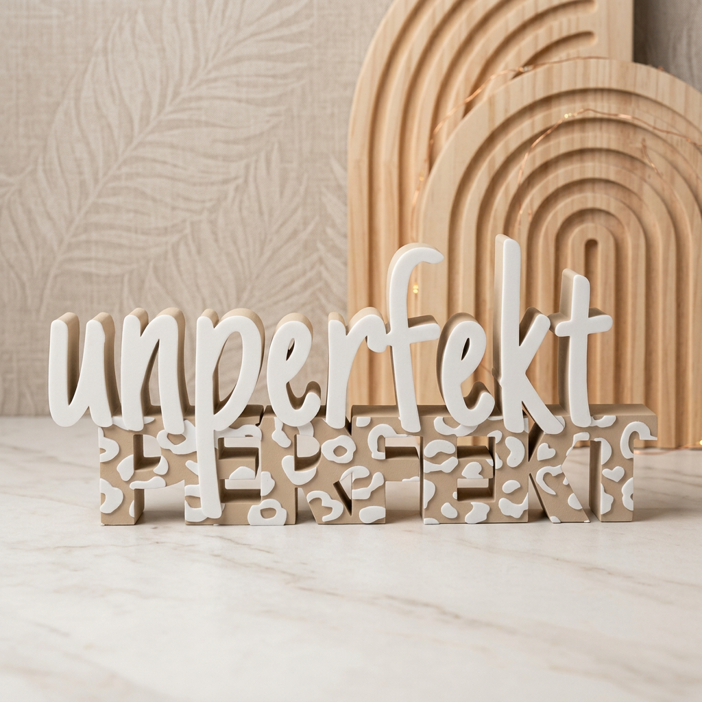 Unperfekt Perfekt – Moderner Deko-Schriftzug mit positiver Botschaft