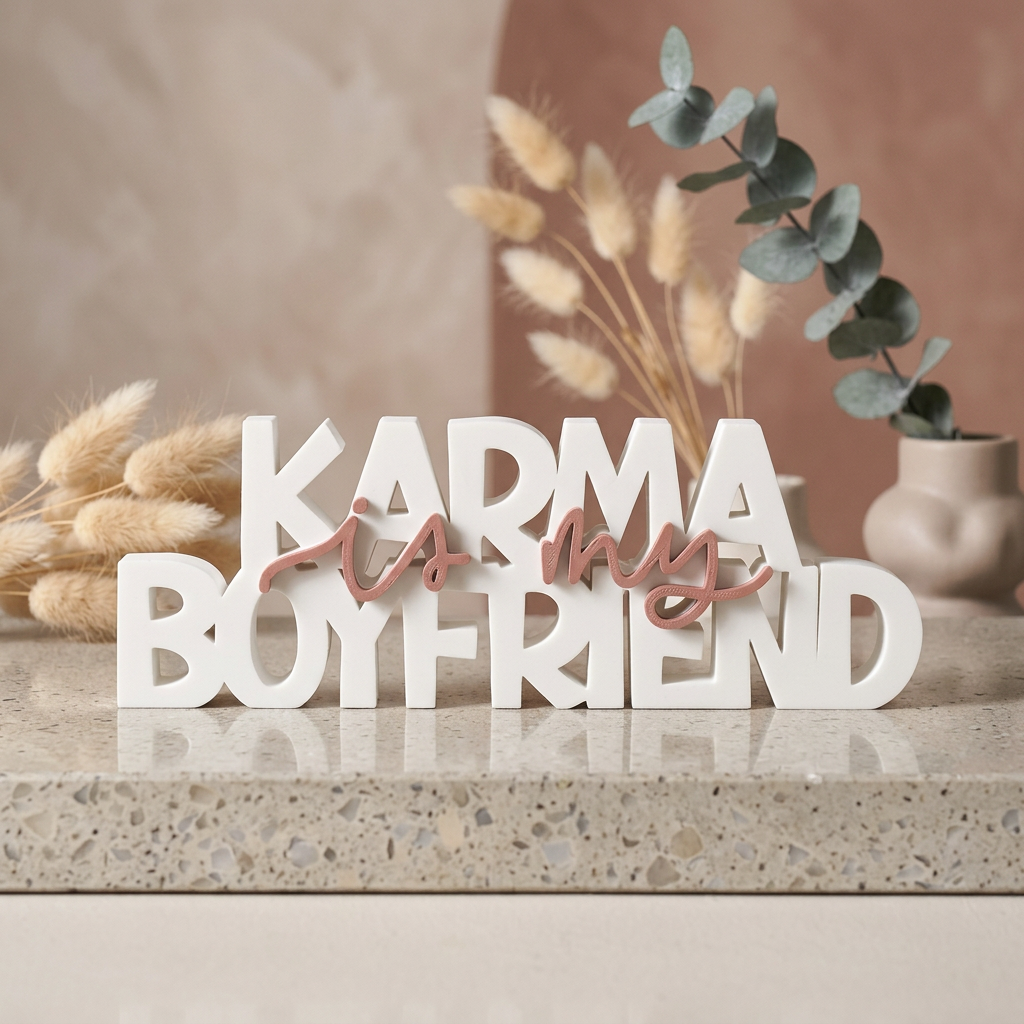 Karma is my Boyfriend – Moderner Deko-Schriftzug mit Statement