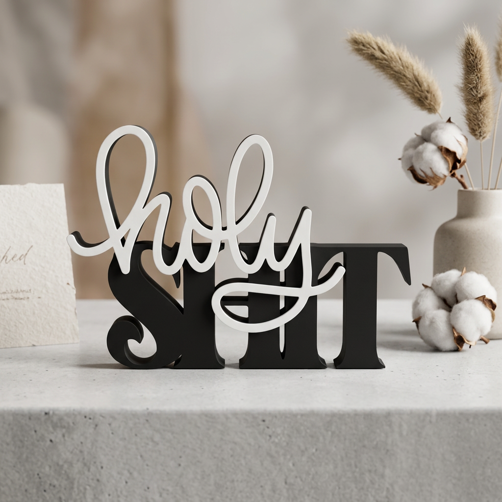 Holy Shit – Moderner Deko-Schriftzug mit humorvollem Statement