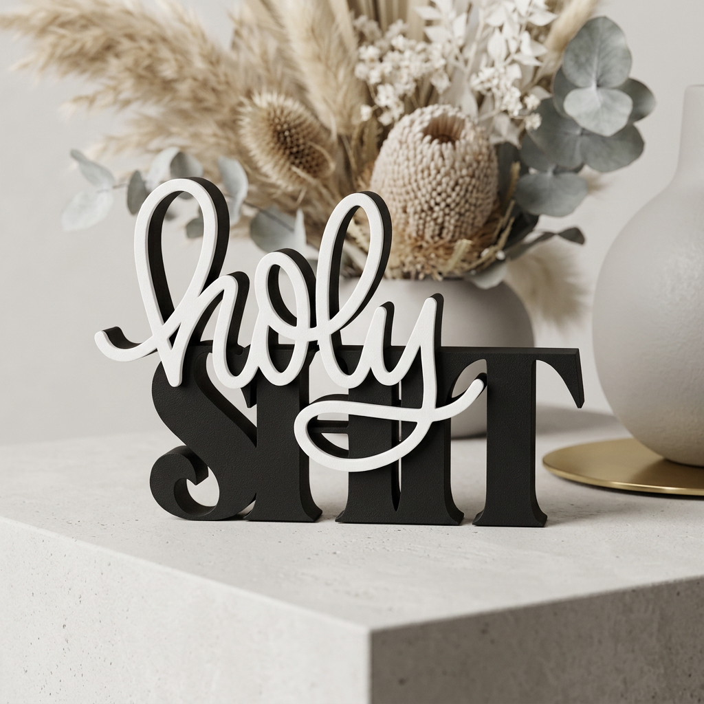 Holy Shit – Moderner Deko-Schriftzug mit humorvollem Statement