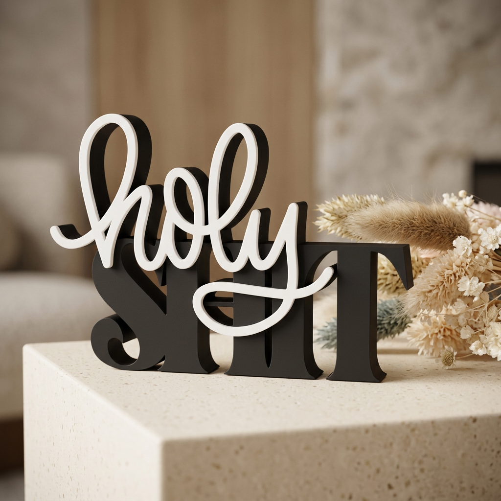 Holy Shit – Moderner Deko-Schriftzug mit humorvollem Statement