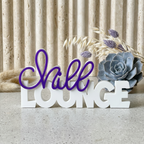 Chill Lounge – Stylischer Deko-Schriftzug für entspannte Momente
