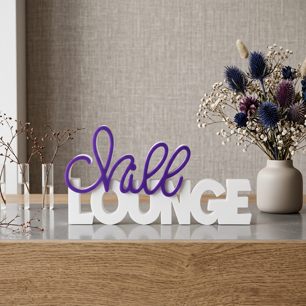 Chill Lounge – Stylischer Deko-Schriftzug für entspannte Momente